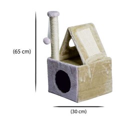 Zampa Yuvalı Çatılı Kedi Evi Tırmalama